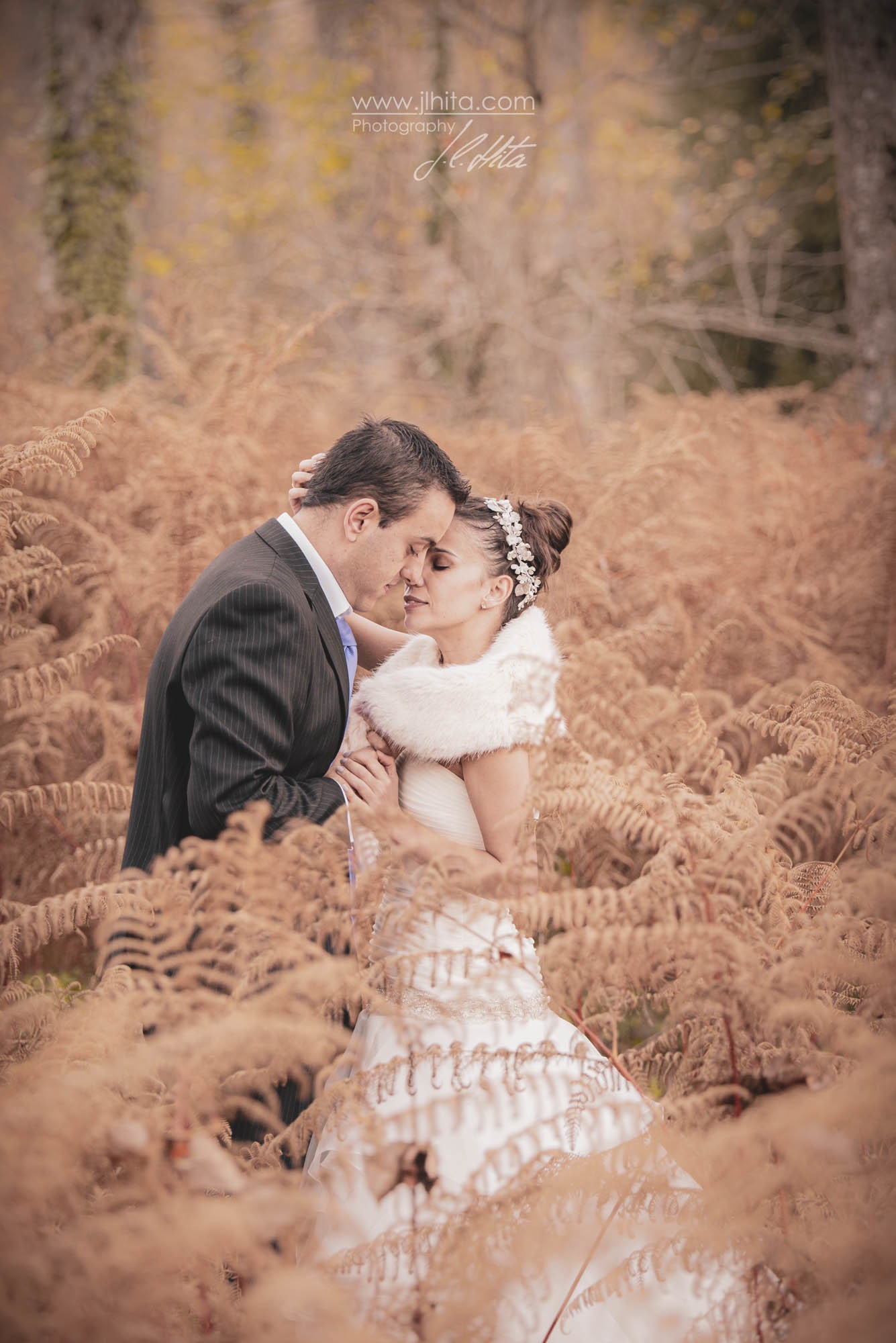 Postboda pareja helechos