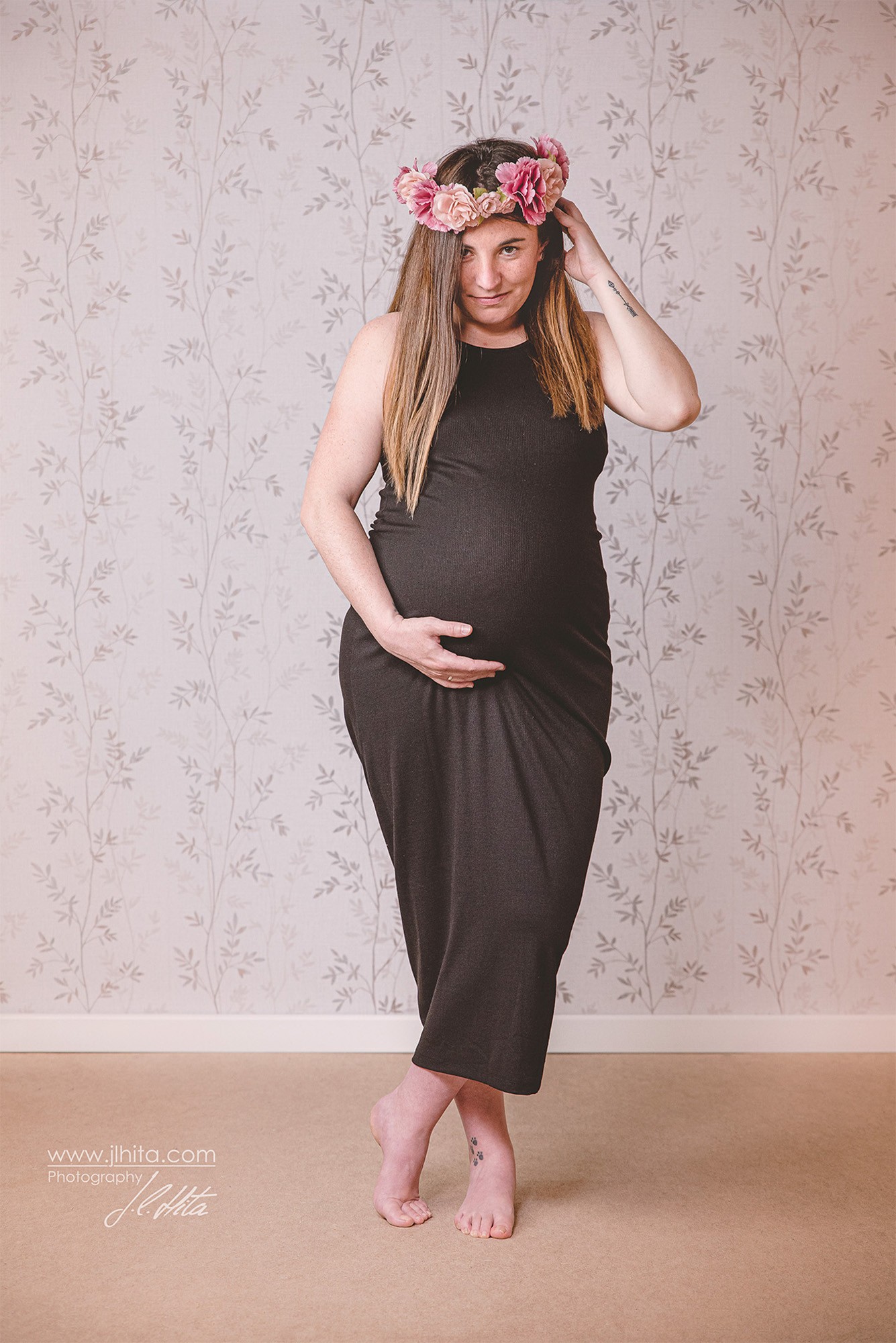 Sesión embarazo Izaskun vestido negro